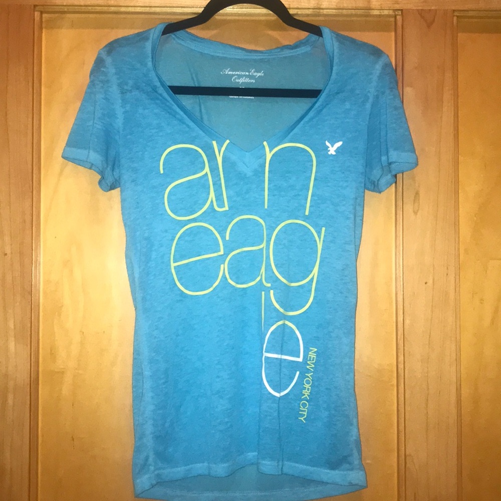 Blue American Eagle V-neck